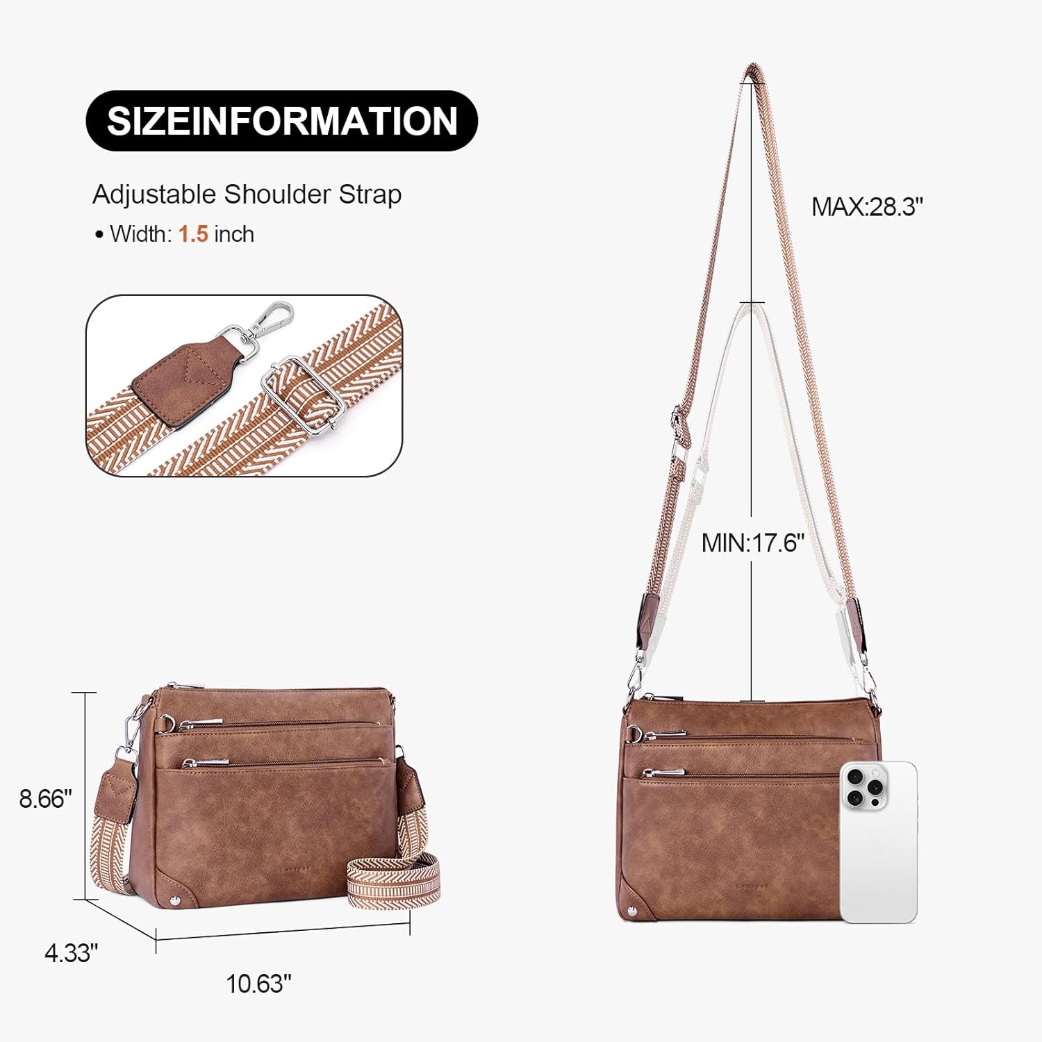 Crossbody Bags for Women Rfid Travel Crossbody Purses Leather Handbags Medium Shoulder bag with Adjustable Strap