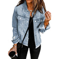 Evaless Womens Boyfriend Washed Crop Denim Jean Jacket Coat