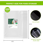 Bonsenkitchen Precut Vacuum Sealer Bags 200 Quart 8" x 12", BPA Free, Commercial Grade Textured Food Vacuum Sealer Bag, Thick Embossed Bags for Storage and Sous Vide Cooking VB3208