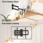 Elived Long Arm Tv Mount For Most 42-75 Inch Tvs, 32" Long Extension Arm Corner Tv Wall Mount, Articulating Wall Mount Tv Bracket Swivel And Tilt, Holds Up To 99 Lbs. Max Vesa 600X400Mm