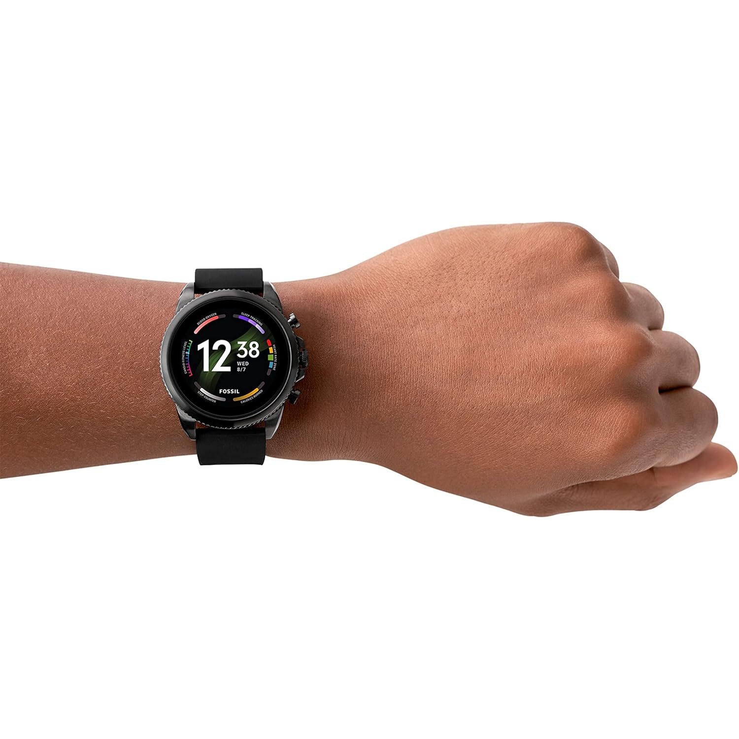 Fossil Men's Gen 6 44mm Stainless Steel and Silicone Touchscreen Smart Watch, Color: Black (Model: FTW4061V)