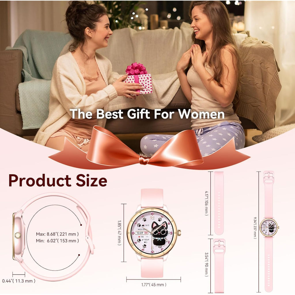 Smart Watch for Women, 1.27" HD Fitness Tracker (Answer/Make Calls) with 110+ Sport Modes/Heart Rate/Sleep Monitor, IP68 Waterproof Fitness Watch for iPhone Android, Best Gifts for Girl Yrs 15-25