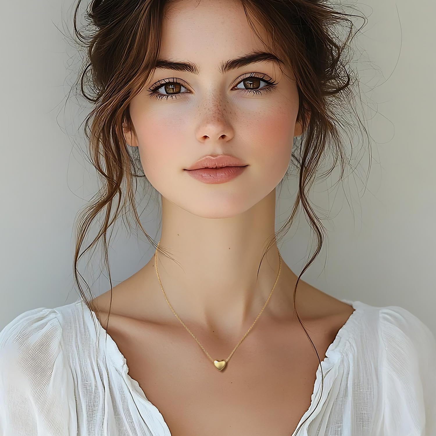 Gold Necklace for Women 14K Gold Pendant Necklaces for Women Charm Beauty Elegance and A Hint of Romance Dainty Heart Pendant Necklaces With Adjustable Length 18in