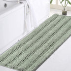 Turquoize Sage Green Bathroom Rugs Runner Extra Long 47 X 17 Large Bath Mat Plush Shaggy Chenille Bathroom Rug Non-Slip Bath Rug Runner Extra Soft & Absorbent Thick Floor Mats, Machine Washable, Sage