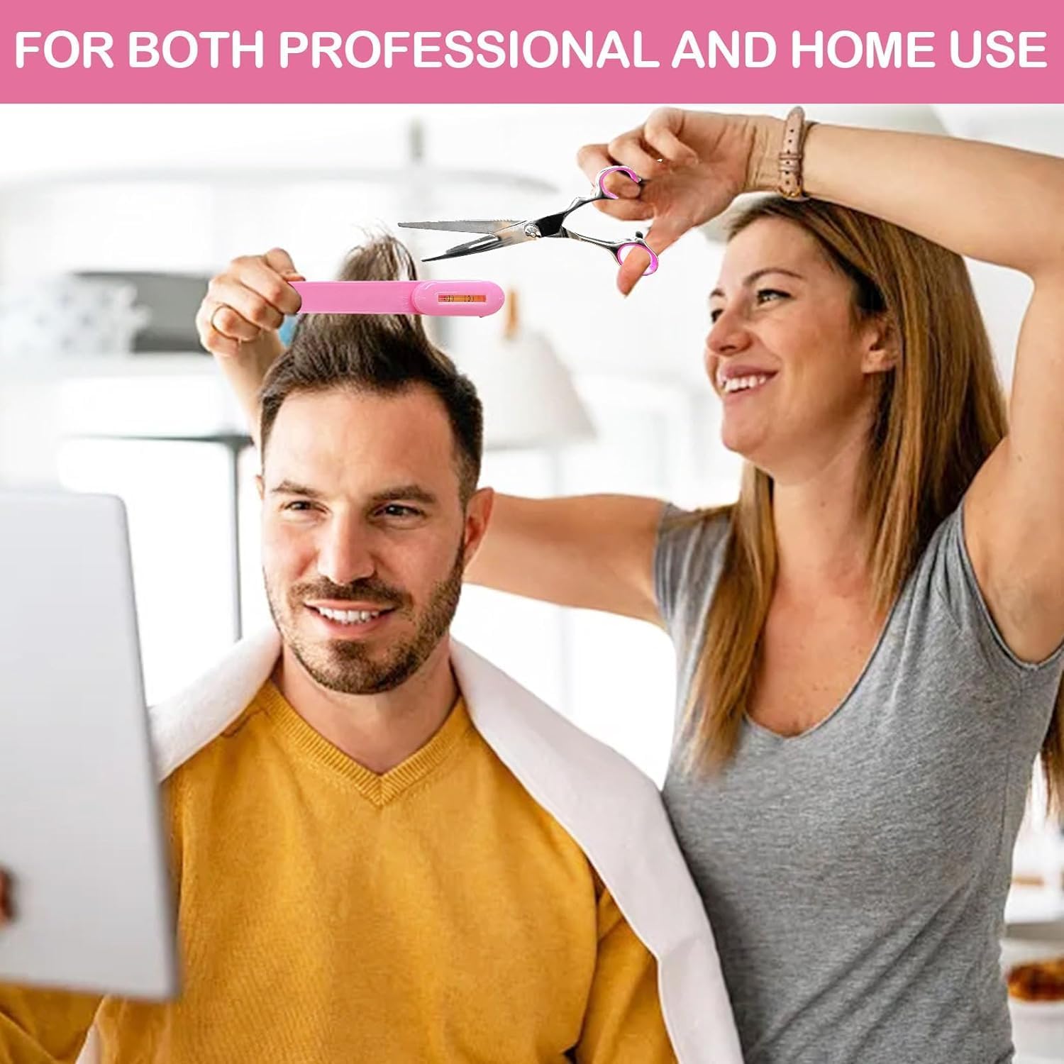 Professional Hair Cutting Kit For Women Gifts, Easy-To-Use Split Ends Hair Trimmer, Diy Home Hair Cutting Tools For Bangs, Layers, Bobs, Practical Hair Cutting Clip, Pink
