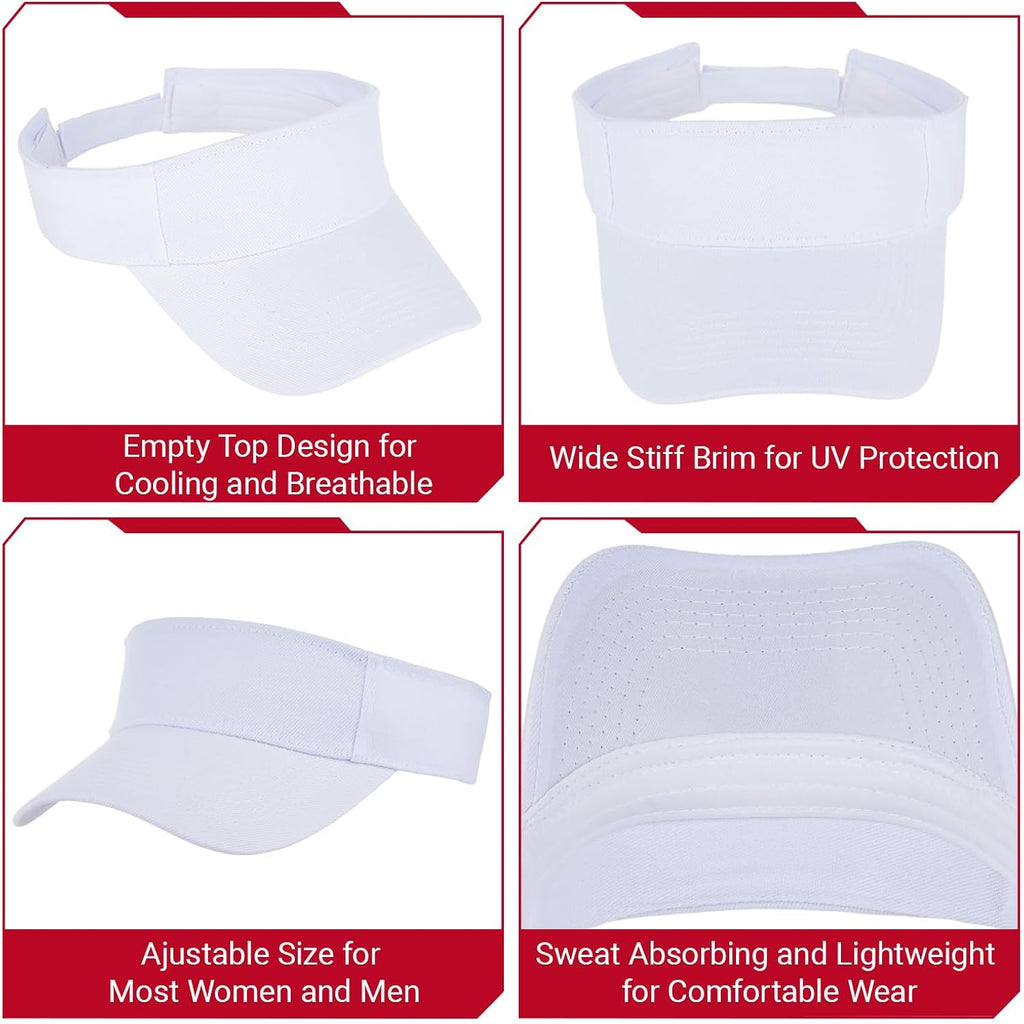 Topbuti 2 Pcs Visors for Women Men Sports Sun Visor Hats Cotton Tennis Golf Visor Hat UV Protection Summer Beach Baseball Cap