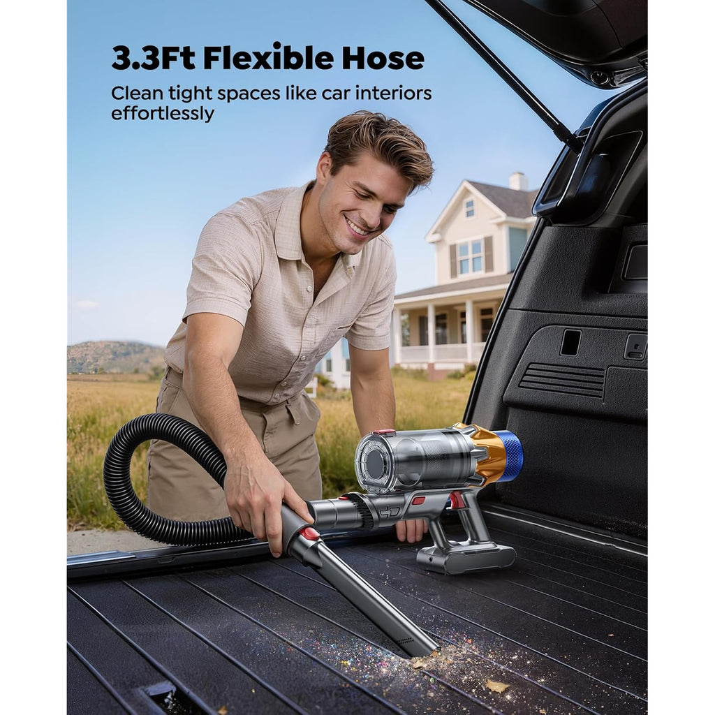 Cordless Vacuum Cleaner With 2 Batteries, 130 Mins/50Kpa/600W Stick Vacuum Cleaners For Home With 3.3Ft Hose, Sofa Brush, Touchscreen Auto-Mode, Wall Mount Charging, Scented, For Floor/Carpet/Pet Hair