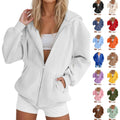 Zip Up Hoodie Women Long Sleeve Fall Winter Plus Size Plain Hooded Sweatshirts Trendy Casual Fashion Jacket With Pockets