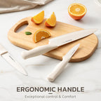 Astercook Knife Set, 15 Pieces Kitchen Knife Set With Sharpener Block, German Stainless Steel Knives With Anti-Rust Coating, Dishwasher Safe, Elegant Cream White Design, Perfect For Holiday Gifts