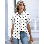 Zeagoo Button Down Shirts For Women Short Sleeve Collared Tops Dressy Casual V Neck Blouses