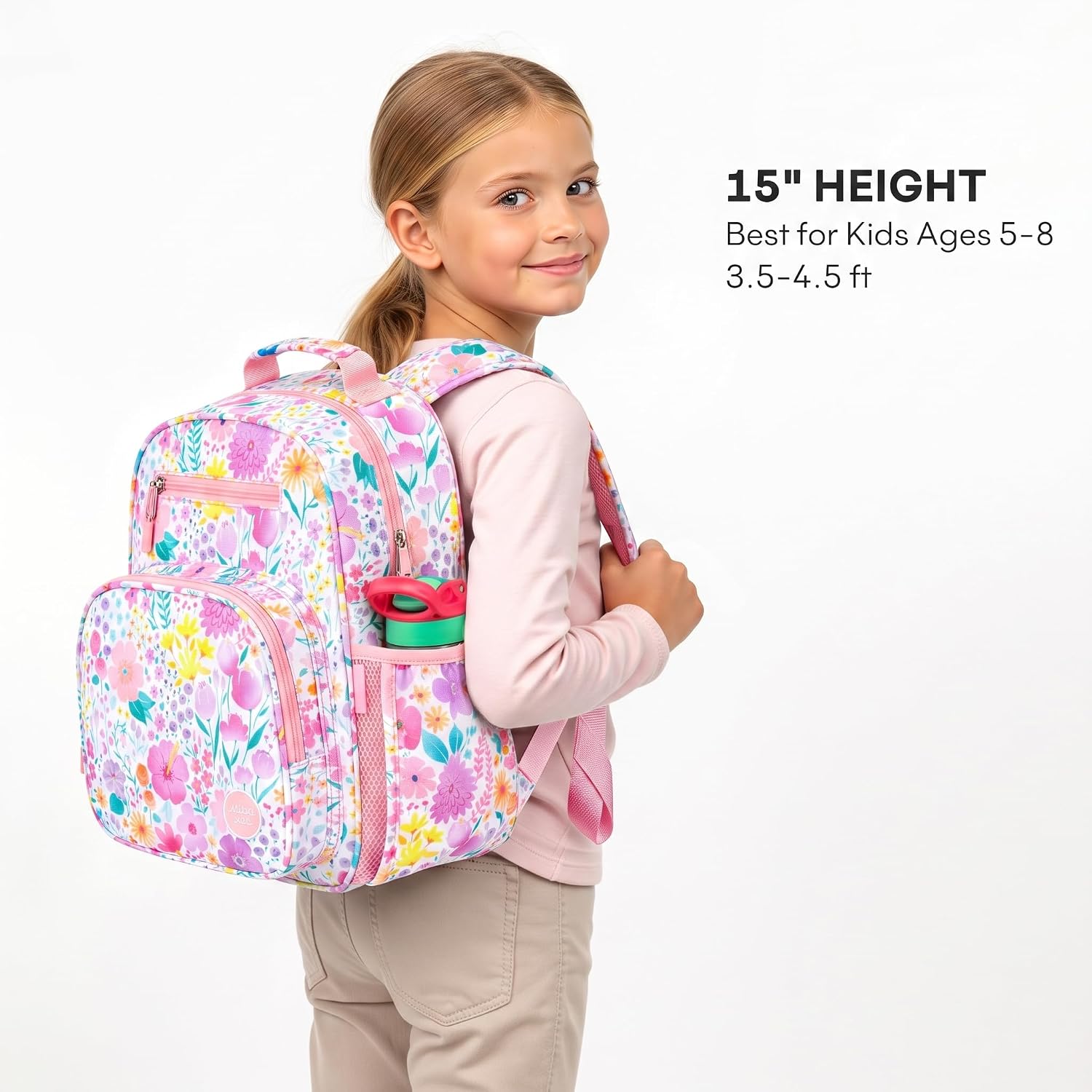 Kids Backpack For Girls: Girls Backpack 5-8 - Kindergarten Elementary School Bookbag For Girl - Flower Pink