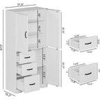 Ironck Pantry Cabinet, 67.5 Inch Tall Storage Cabinet With 3 Doors & Drawers, Farmhouse Kitchen Cabinet With Adjustable Shelves, 5 Tier Freestanding Cupboard For Kitchen, White