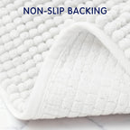 SUBRTEX Bathroom Rugs Chenille Bath Rug Soft Short Plush Bath Mat Soft Shower Mat Water Absorbent Shower Mat Quick Dry Machine Washable(White,18" x 24")