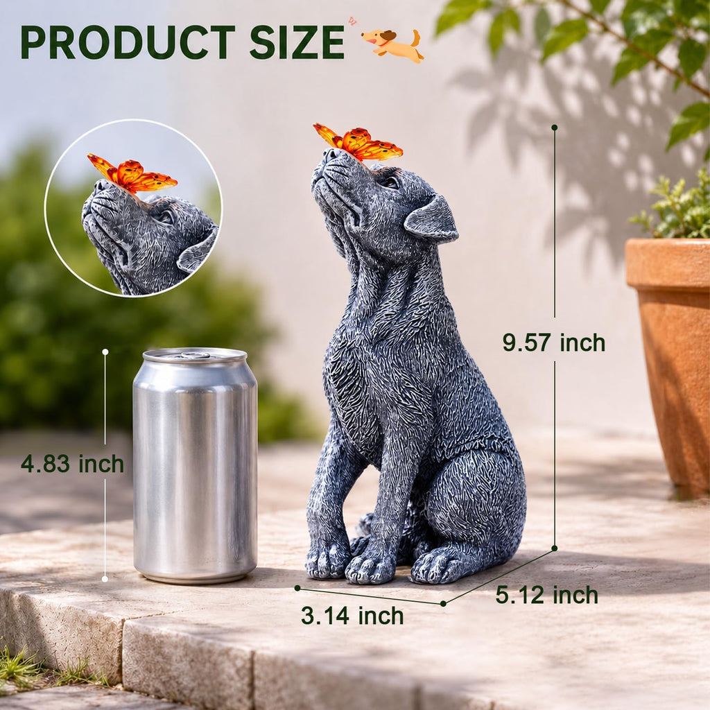 Dog Statue With Solar Butterfly - Ideal Gifts For Mom, Dad Or Birthdays, Beautifully Crafted Outdoor Decorations To Wow Your Guests
