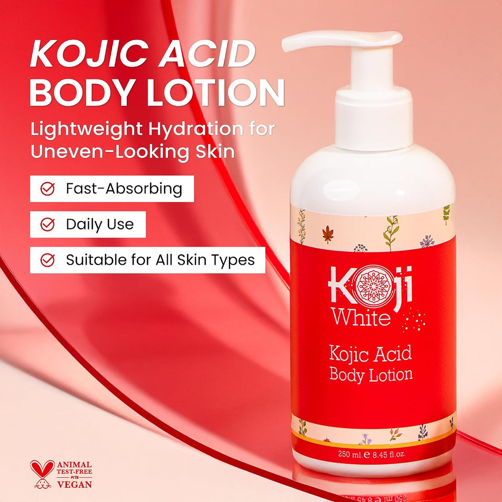 Koji White Kojic Acid Body Lotion – Vegan Moisturizing Lotion For Dry Skin, Hydrating And Nourishing, Paraben-Free, 8.45 Fl Oz