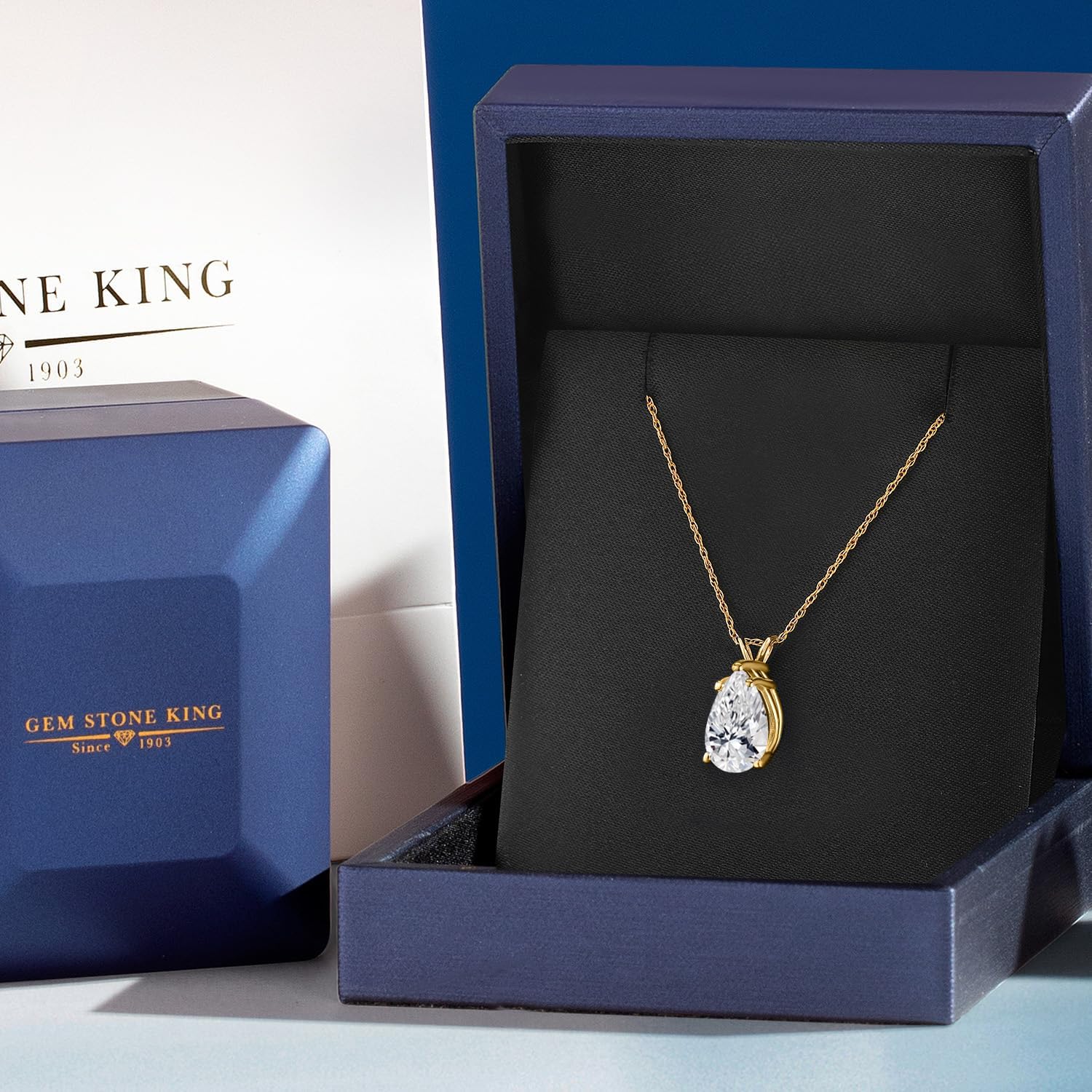 Gem Stone King 1 to 5 Carat 14K Gold IGI Certified Lab Grown Diamond Pendant Necklace For Women | D-E Color | VS1-VS2 Clarity | With 18 Inch Gold Chain