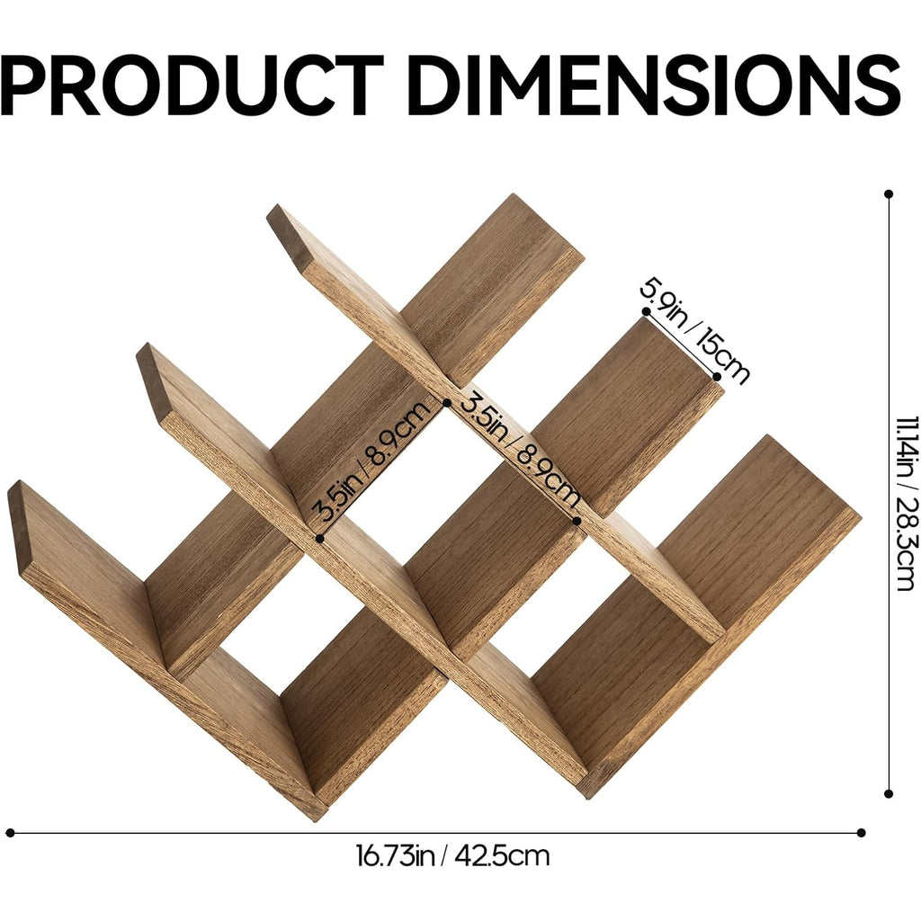 Kirigen Wooden Wine Rack, 8-Bottle 3-Tier Countertop Wine Holder, Brown | 16.73 X 5.91 X 11.14 In, Holds 8 Standard Wine Bottles For Cabinets, Pantry Shelves, And Kitchen Counter, Assembly Required