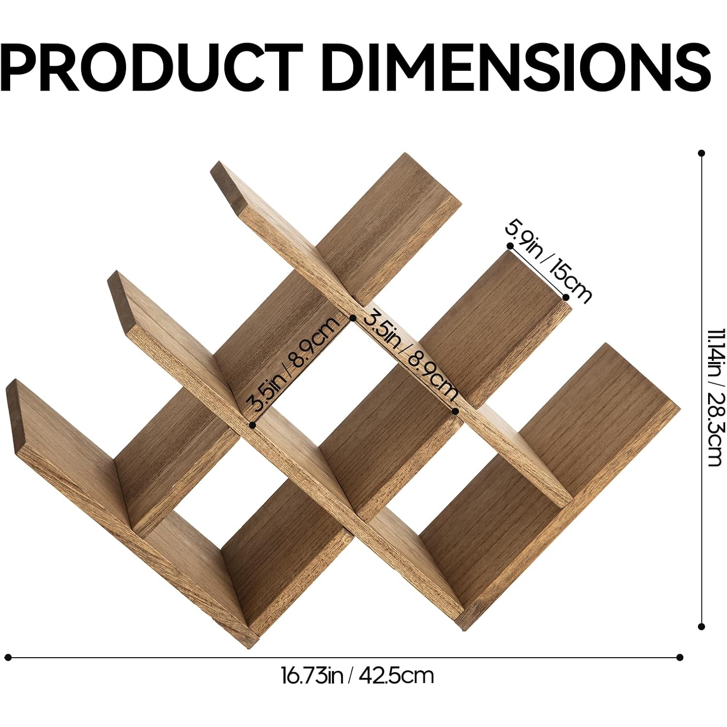 Kirigen Wooden Wine Rack, 8-Bottle 3-Tier Countertop Wine Holder, Brown | 16.73 X 5.91 X 11.14 In, Holds 8 Standard Wine Bottles For Cabinets, Pantry Shelves, And Kitchen Counter, Assembly Required