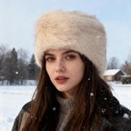 Russian Hat Winter Faux Fur Hats Cossack Hat Warm Russian Style Cap for Women