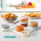 Vitever [6 Pack] Salad Dressing Container To Go, 2.7 Oz Glass Small Condiment With Lids, Dipping Sauce Cups Set, Leakproof Reusable For Lunch Box Work Trip.