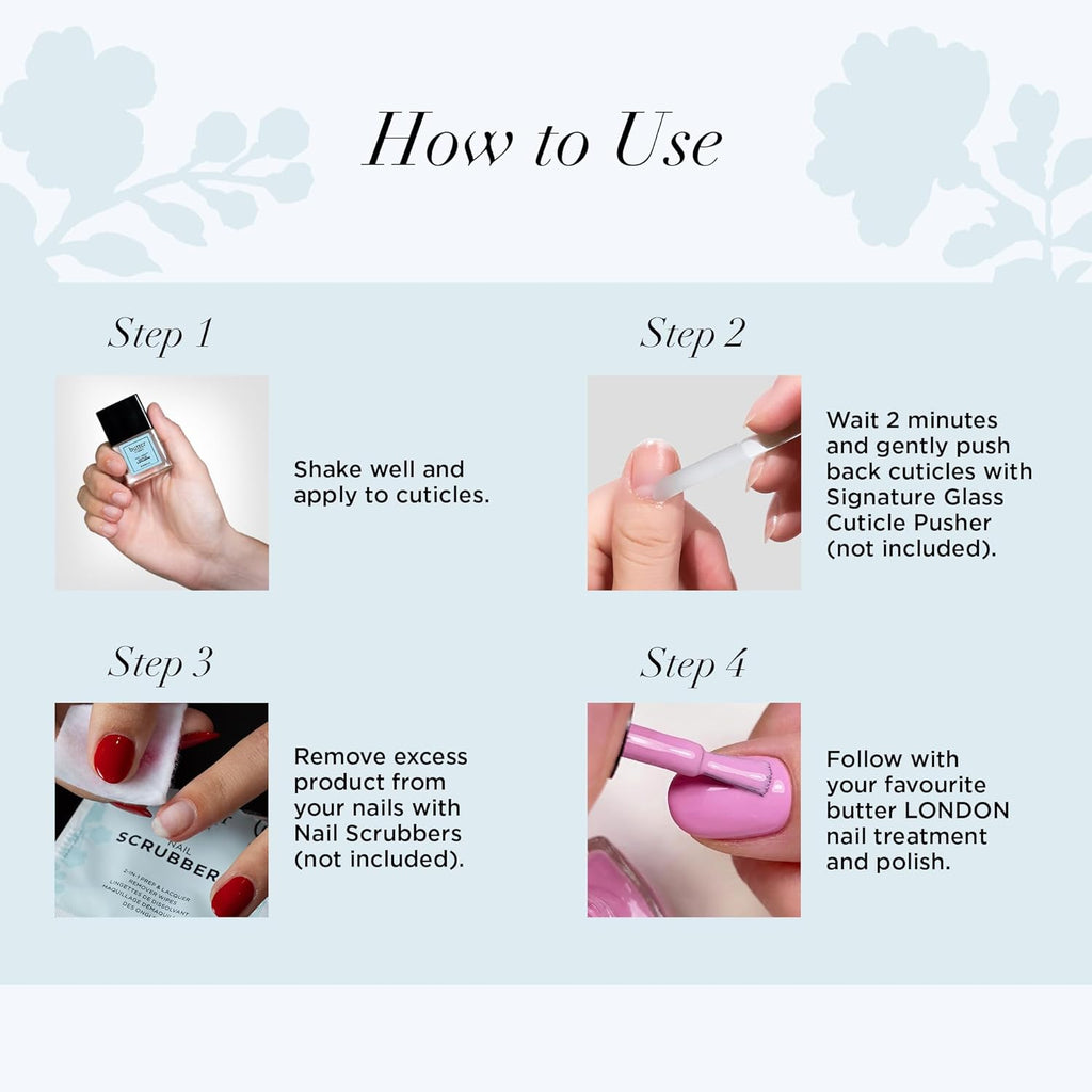 butter LONDON Cuticle Remover Liquid, Melt Away - Cuticle Softener Oil Exfoliator Gently Removes Dry & Overgrown Skin - Nail Care for Clean & Healthy-Looking Nails, Home Manicure & Pedicure, 6ml