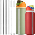 Metal Straw Replacement For Owala Water Bottle 24 Oz 32 Oz Accessories, With 2 Straw Cleaner, Reusable Stainless Steel Straws Compatible With Owala Water Bottle - 4Pcs