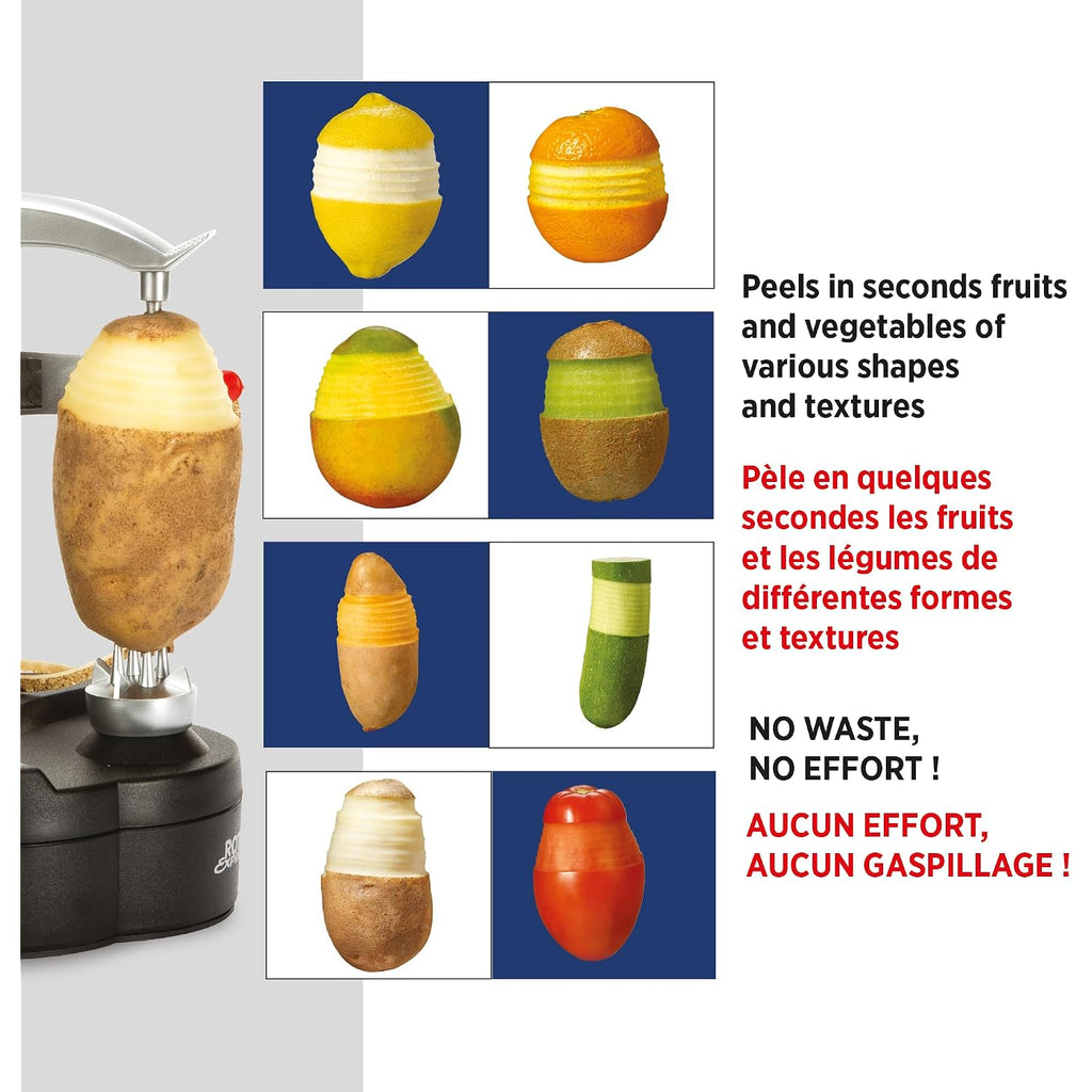Starfrit Rotato Express Electric Peeler - 2 Spare Blades - Safe & Easy To Use - Effortlessly Peels Vegetables And Fruit