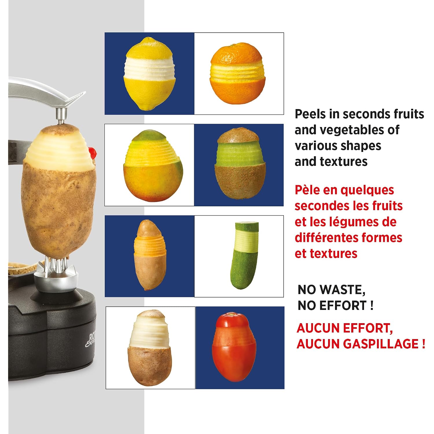 Starfrit Rotato Express Electric Peeler - 2 Spare Blades - Safe & Easy To Use - Effortlessly Peels Vegetables And Fruit