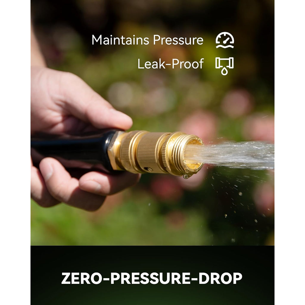 Rainpoint Garden Hose Quick Connectors, Heavy Duty Solid Brass 3/4 Inch Ght, Universal Leak-Proof Fittings For Easy Water Hose Connection (2 Sets)