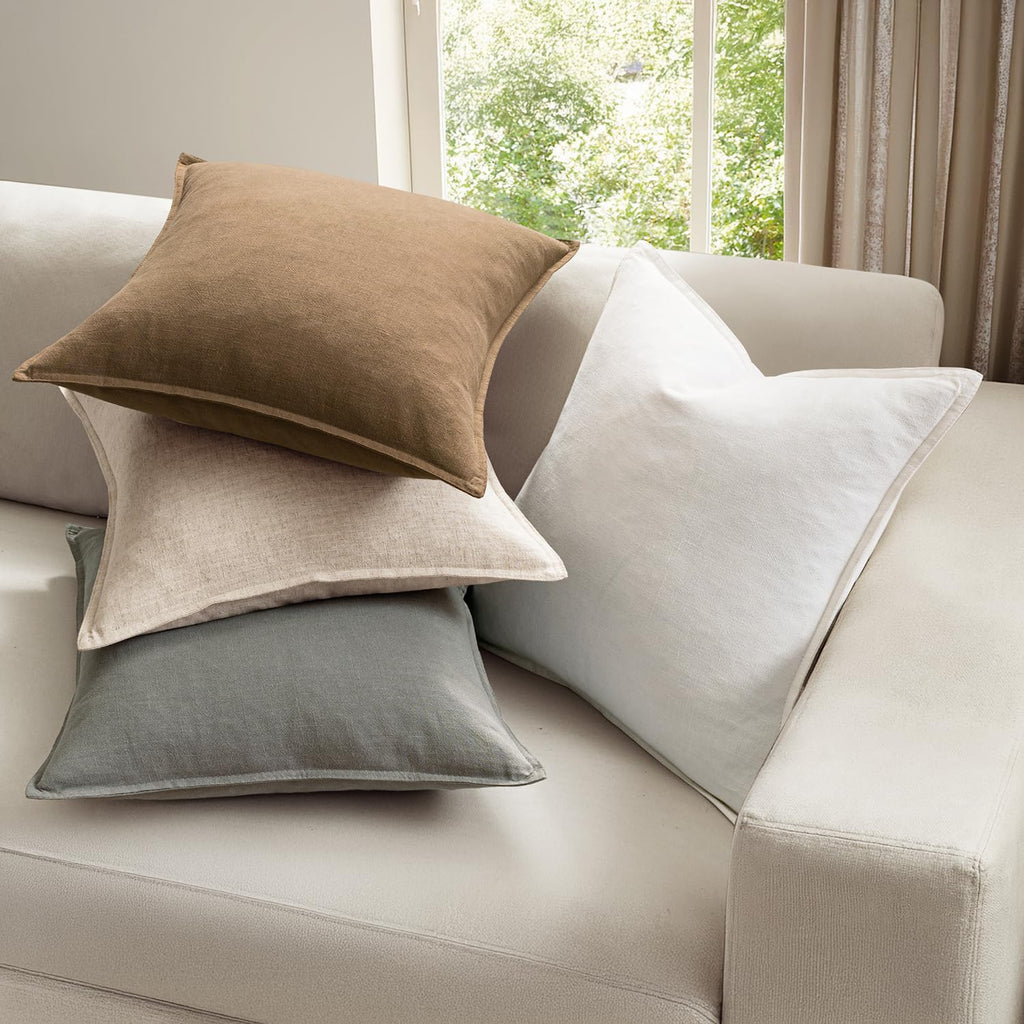 Miulee Neutral Boho Linen Decorative Pillow Covers 18X18 Inch Pack Of 4 | Natural Throw Pillow Covers Soft Farmhouse Couch Pillowcases Modern Home Decors For Living Room Bed Sofa