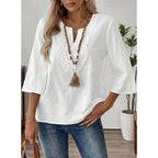 Evaless Boho Tops For Women Blouses Dressy Casual V Neck 3/4 Sleeve Shirts Spring Outfits Trendy Vacation Clothes