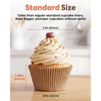 Bake Choice Non-Stick 200Pcs Standard Cupcake Liners For Baking, Natural, Food-Grade Cupcake Wrapper, Greaseproof Parchment Muffin Liners