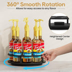Thygiftree Rotating Coffee Syrup Organizer For Countertop, 9-Bottle Wooden Syrup Rack & Bottle Holder For Coffee Bar Station, Turntable Display Stand, Black