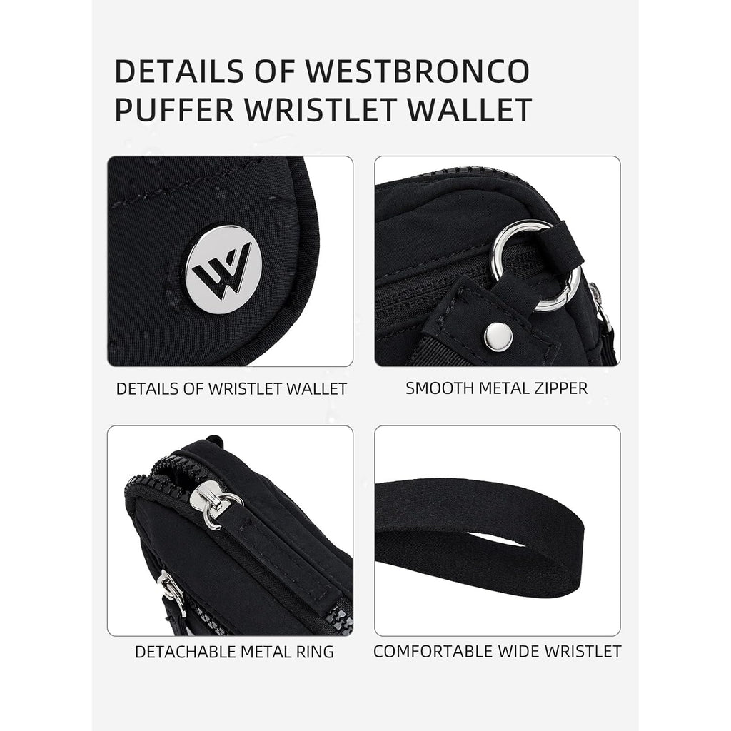 WESTBRONCO Wristlet Wallets for Women – RFID Blocking Quilted Nylon Phone Wallet, Card Holder Purse for Travel & Everyday Use