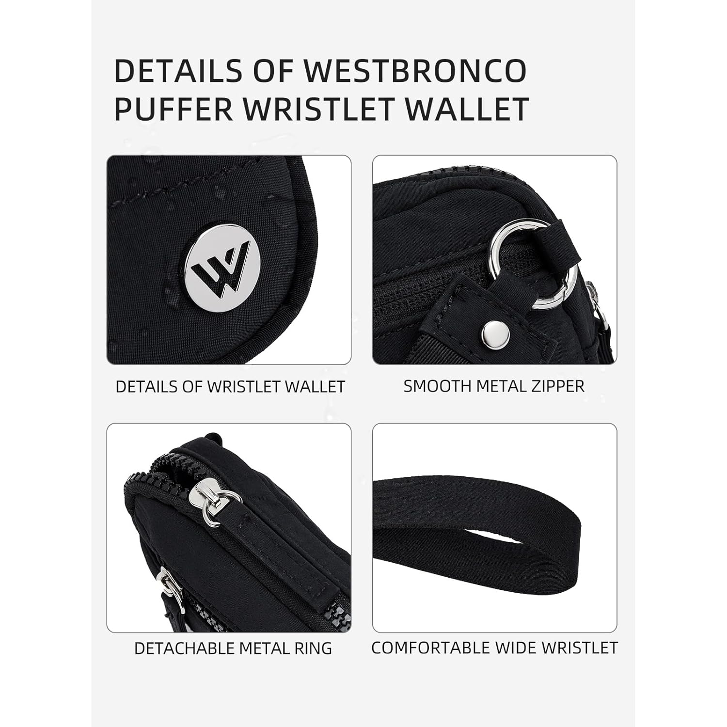WESTBRONCO Wristlet Wallets for Women – RFID Blocking Quilted Nylon Phone Wallet, Card Holder Purse for Travel & Everyday Use