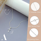 Annika Bella Cross Necklace for Women, 16-18 Inches Silver/Gold Chain, Women's Small Simple Cross Necklaces Religious Charm Jewelry, Faith Gift for Her