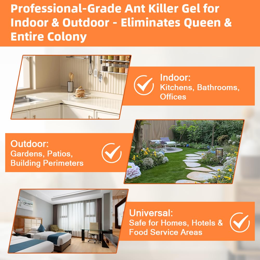 48 Pack Ant Bait Gel Stations For Common Household Ants, Indoor & Outdoor Ant Traps, Effective Carpenter Ant Killer For Home, Kitchen, Garden, Ready-To-Use & No Mess Ant Gel Bait Kills The Colony