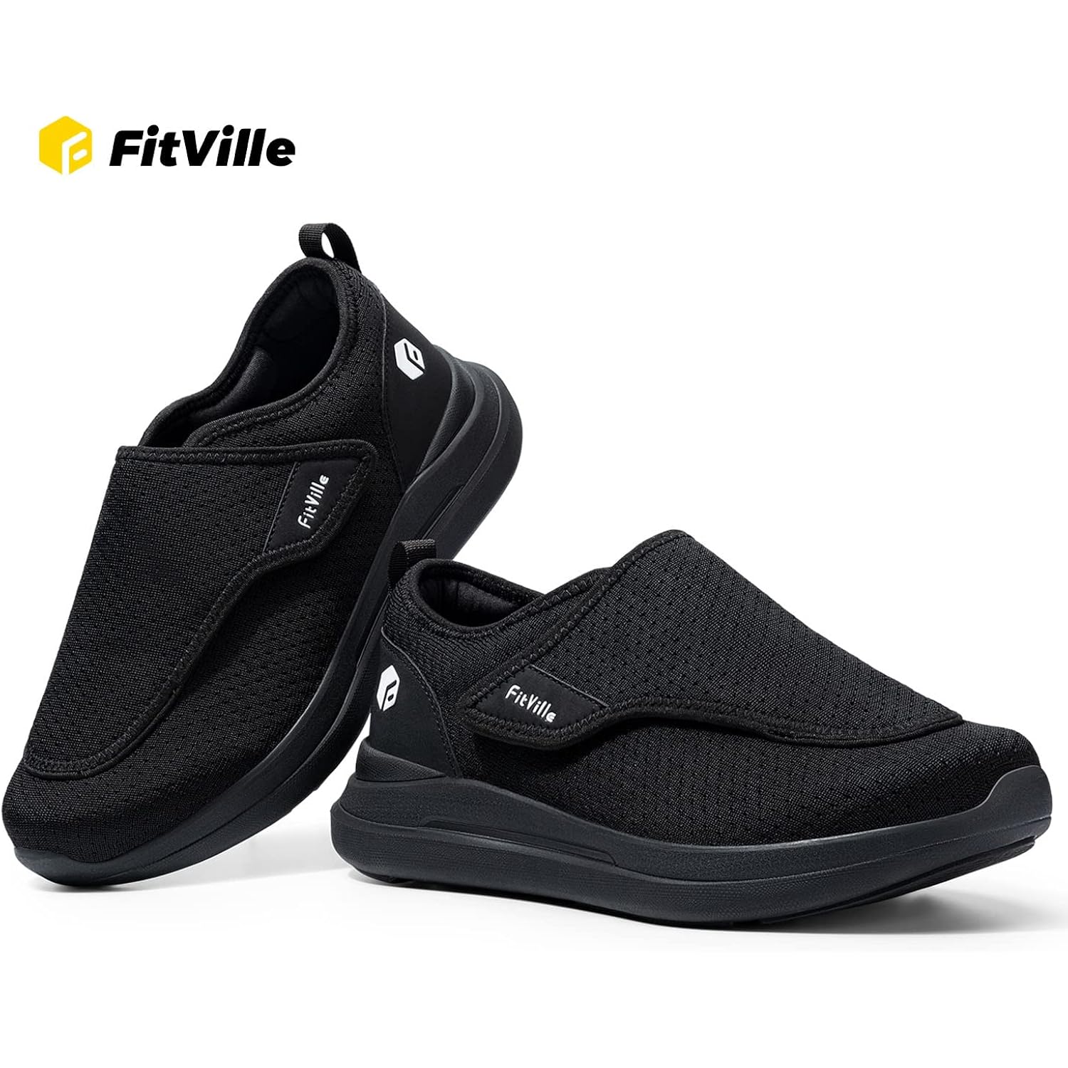 Fitville Diabetic Shoes For Men Extra Wide Slip-On Shoes For Swollen Feet Adjustable Walking Shoes For Elderly Foot Pain Relief Neuropathy - Easytop Wings