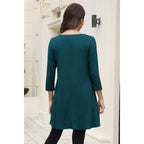 Womens 3/4 Sleeve Tunic Tops to Wear with Leggings Layered Chiffon Hem Casual Long Shirts with Pockets