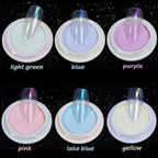 Mirror Laser Nail Decoration - Neon, Aurora, Titanium Metal Powder With Nail Sponge Brushes