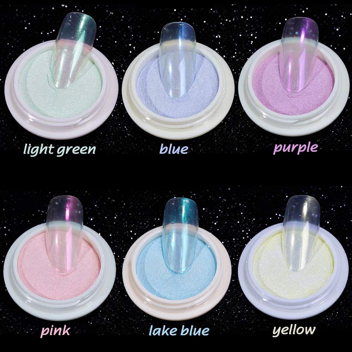 Mirror Laser Nail Decoration - Neon, Aurora, Titanium Metal Powder With Nail Sponge Brushes