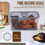 Bread Box Bread Boxes For Kitchen Counter Airtight, Time Recording Bread Storage Container With Lid, Bread Keeper For Homemade Bread, Toast, Bagel, Donut And Cookies, Grey