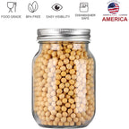 YINGERHUAN Glass Regular Mouth Mason Jars, 16 oz Clear Glass Jars with Silver Metal Lids for Sealing, Canning Jars for Food Storage, Overnight Oats, Dry Food, Snacks, Candies, DIY Projects (4PACK)