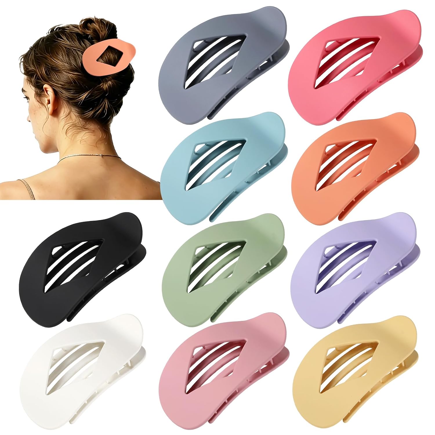 10 Pcs Flat Hair Clips For Women - 4.2 Inch Hair Claw Clips, Neutral Leopard Hair Accessories For Daily Styling (Corlorful)