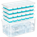 Nfk Ice Cube Tray With Lid & Bin - 4 Pack 48 Cubes Stackable Silicone Trays For Freezer With Storage Container, Leak-Proof Lids, Bpa-Free, Easy Release For Kitchen, Rv, Party, Cocktail & Coffee
