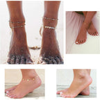 Softones 16Pcs Ankle Bracelets for Women Gold Silver Two Style Chain Beach Anklet Bracelet Jewelry Anklet Set,Adjustable Size