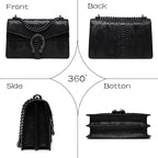 MYHOZEE Crossbody Bags for Women - Snake Printed Clutch Purses Leather Chain Shoulder Bags Evening Handbags