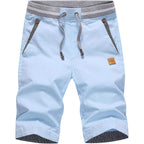 Justsun Mens Shorts Casual Classic Fit Cotton Summer Beach Shorts With Elastic Waist And Pockets
