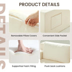71" Boneless Loveseat Couch,Chenille Pullout Futon Couch,4 In 1 Folding 3 Seater Sofa Bed For Living Room,Boneless Cloud Couch With Storage Pocket & 2 Pillows,Beige