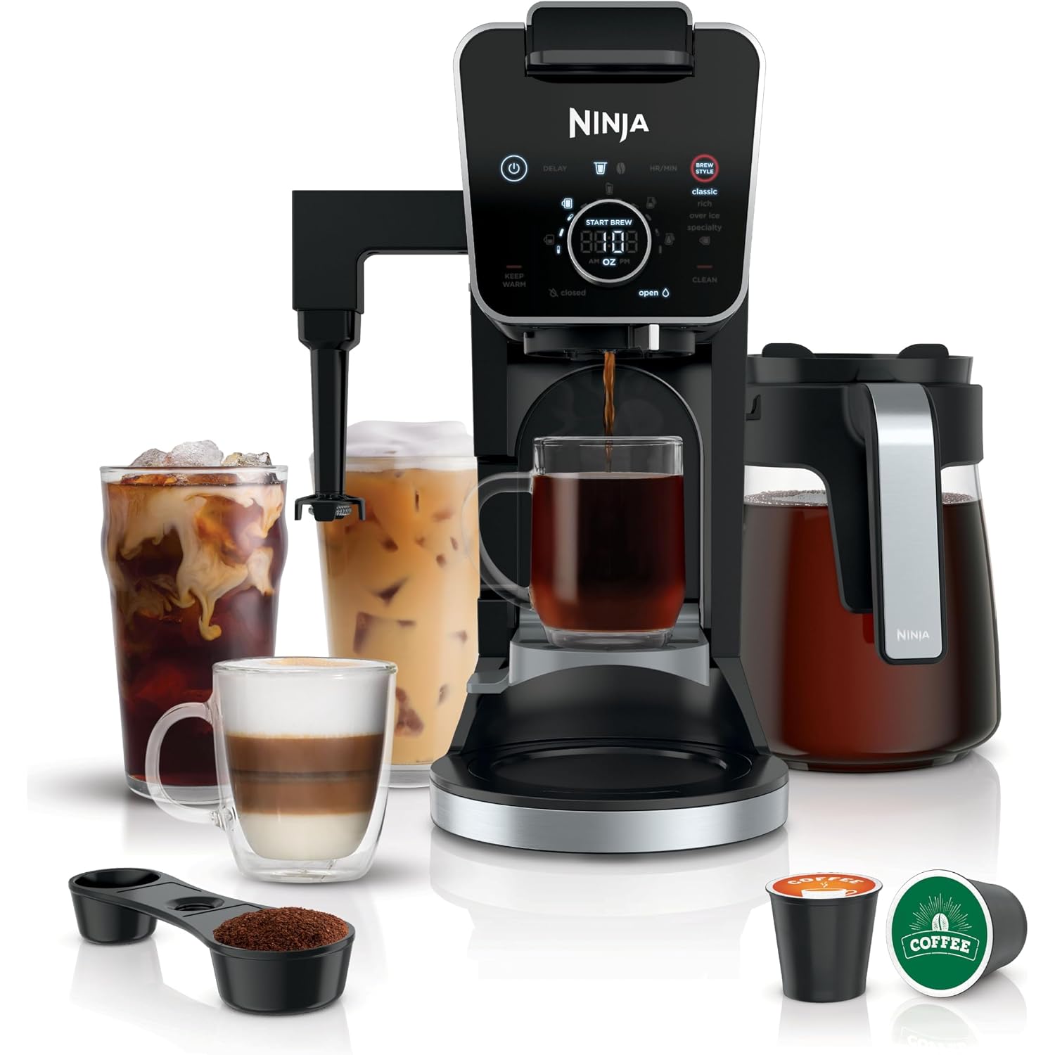 Ninja Specialty Drip Coffee Maker | Dualbrew™ Pro Specialty Coffee Machine W/ Frother, Paper Filter | Brew With Pods & Grounds, K Cups Compatible | 4 Brew Styles, 13 Cup To Pot Sizes | Black, Cfp301